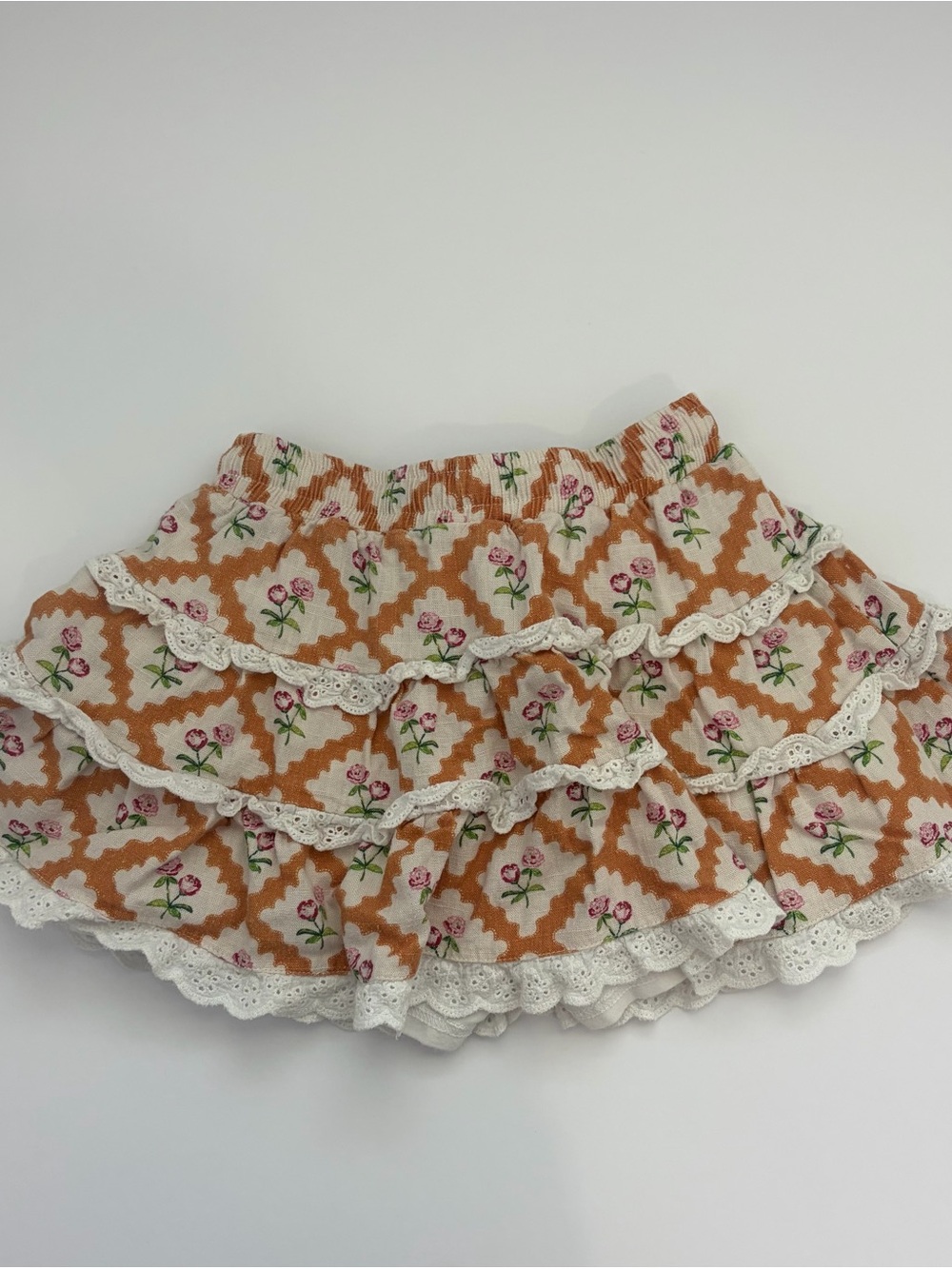 SweetHoney Tan and Pink Floral Ruffle Skort - Picture 4 of 5